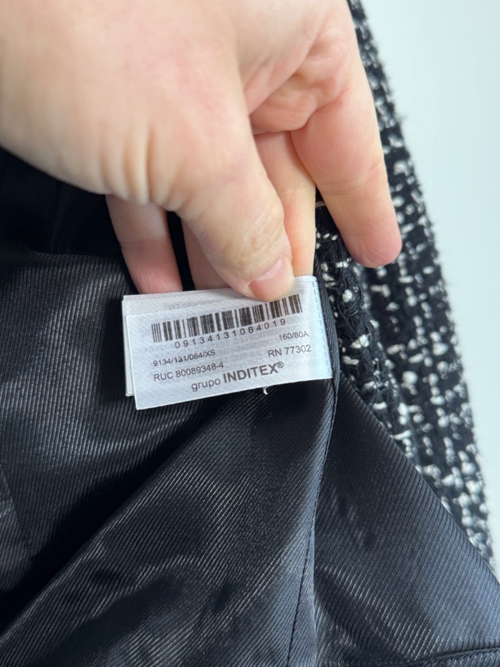ZARA Double Breasted Black & White Crop Tweed Blazer Jacket | Size XS - Picture 7 of 8